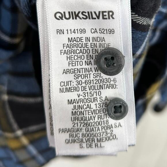 Quicksilver Mens Modern Plaid Flannel Long Sleeve Shirt Outdoor Blue Size Large - Picture 8 of 8